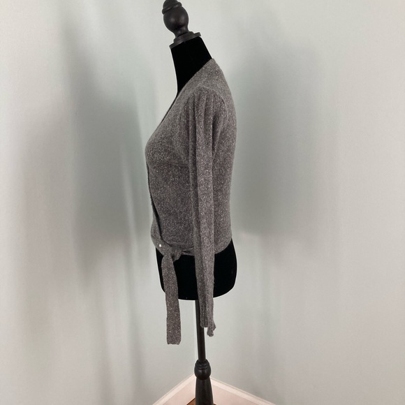 Parrinello Vintage 1980s Wrap Sweater Silk Angora Blend Gray Size Small - Picture 3 of 10